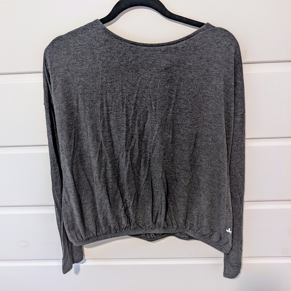 JoyLab Charcoal Long Sleeve Open Back Top Size M